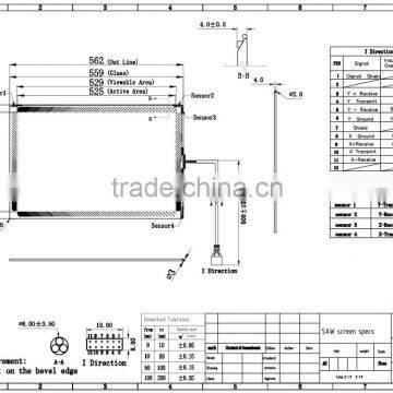 GreenTouch SAW 23.6inch interactive touch panel,USB transparent glass touch overlay