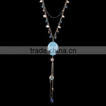 Turquoise Boho Necklace, Long Necklace, Bohemian Tassel Necklace, Tassel Charm Necklace photo-3