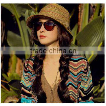 Fedora Straw Caps With Braided Rope Casual Style Striped Hats photo-2