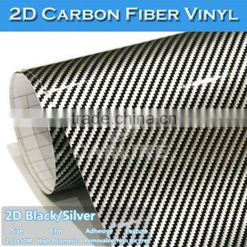 Classic Black Silver 2D Twill Carbon Fiber Vinyl Car Decoration Sticker photo-2