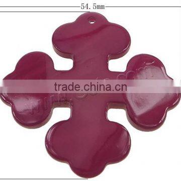 Fuchsia Cross Natural Freshwater Shell Pendants