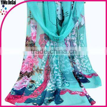New design women printed beach towel spring style georgette fabric