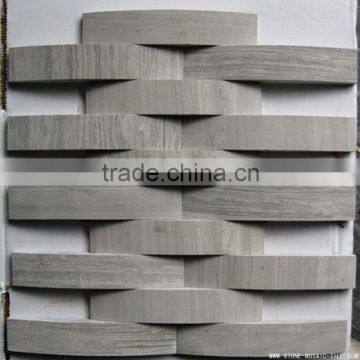 White wood grain marble mosaic in big wave design