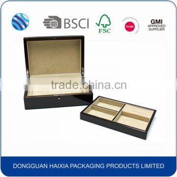 High Quality Rectangle Shape Wooden Jewelry Box With Removable Velvet Insert