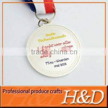 Round shape medal sport with ribbon and customer logo