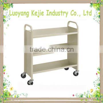 China Professional Manufacturer library book trolley metal bookcart book carts 2 tier