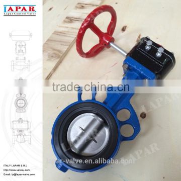 LAPAR Gear Operated Type Resilient Seated Butterfly Valves, Wafer Style, CF8 Disc, EPDM Seat