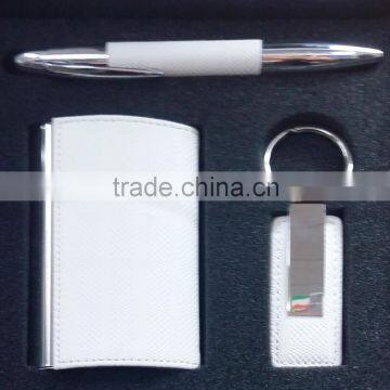 Promotional name card case keychain pen metal business gift set