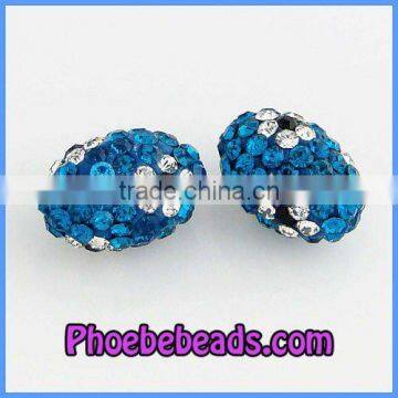 Peacock Blue Oval-Shaped Flower Crystal Pave Disco Ball Beads CPB-C03