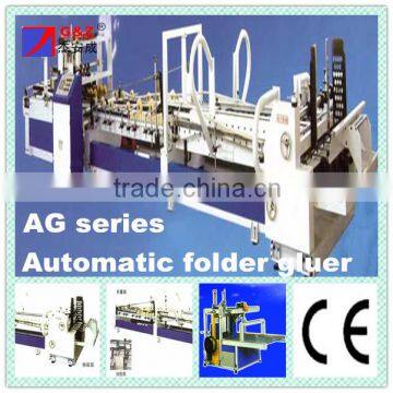 High speed fully automatic cardboard box folder gluer with automatic strapping machine