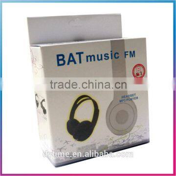 BAT MUSIC FM mp3 headphones player with fm,Can rechargeable Wired Headphone mp3