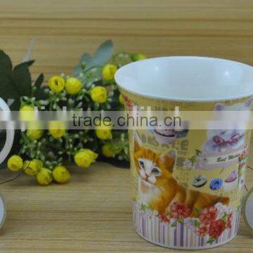 14OZ pussy cat fully decal printed ceramic cup, shiny surface new bone china coffee cup, KL5001-10699