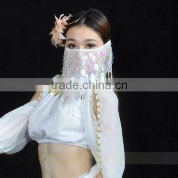 SWEGAL sexy princess white 9 colors lovely fan belly dance mysterious charming fashion faace veils SGBDD13002