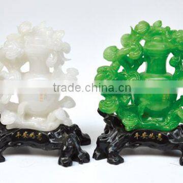 Imitation jade vase decoration/ Peace and happiness articles Art-Resin decoration