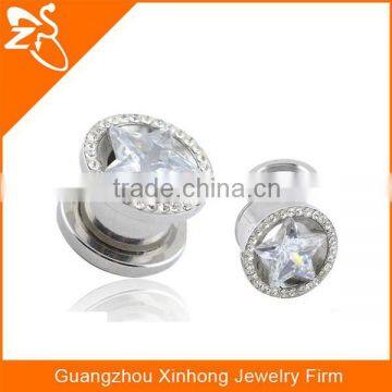 TP01028 stainless steel star zircon crystal piercing flesh tunnel