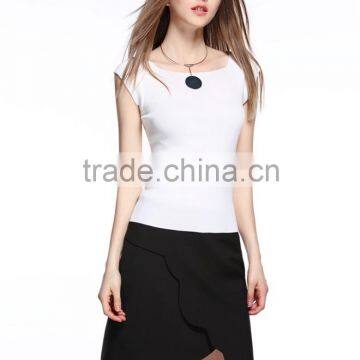 Fashion Korea Boat Neck Women Ladies Knitted Slim T Shirt Sleeveless Blouse Ladies Casual Tops Latest Design photo-3