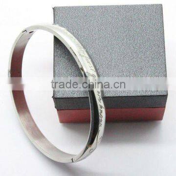 2013 Lover Charm Engrave Bangles Square Black Letters Bangles With Big Pure Stainless Steel Bracelet