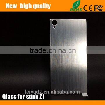 2.5D Titanium Alloy Brushed Metal Tempered Glass Screen Protector Guard for SONY Z1 Front + Back photo-5