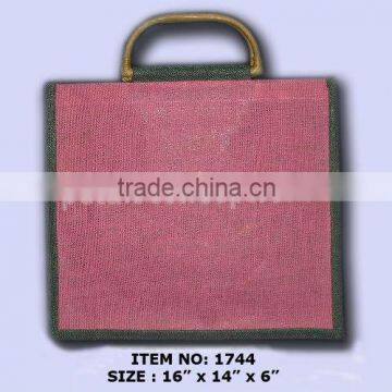 PP Laminated Jute Promotional Beach Bag with Wooden handle