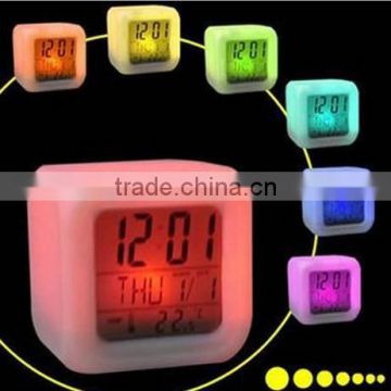 digital color change four square desk cube clock