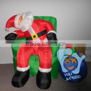 Wholesale Funny Chrismas Inflatable Lighted Sitting Santa Claus