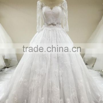 (MY20160406A) MARRY YOU Long Sleeve Cathedral Train Wedding Dress 2016