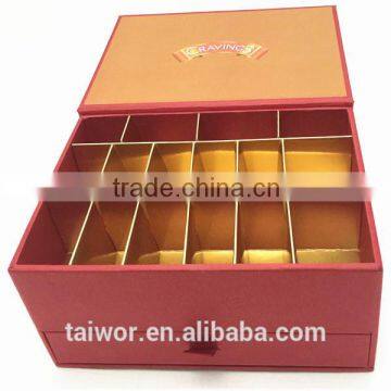 Custom High End Paper Chocolate Gift Packaging Box with Drawer and Gold Hot Stamped Logo