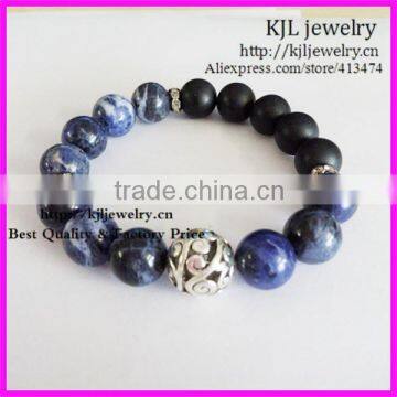 KJL-BD5207 Hot Sale! Natural Blue Smooth Labradorite Gems beads Matte agate bead Bracelet