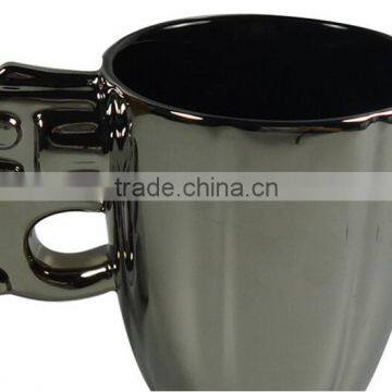 creative fancy bradian V shape full black grenade model of ceramic gift mug for soldier and souvenir theme