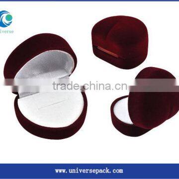 Wine Red Heart Shape Flocking Box For Ring Customized Packing BOxes