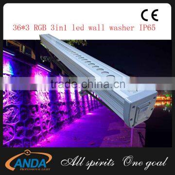 IP65 super bright 36x3w rgb 3in1 colorful led wall washer dmx lighting