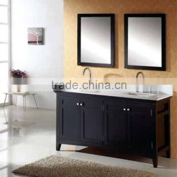 North America Design Hot Selling Solid Wood Dual Basin and Mirror Bathroom Cabinet