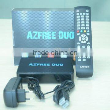 azfree duo twin tuner dvb-s2 digital satellite receiver for free iks/sks receptor support usb,iptv and gprs