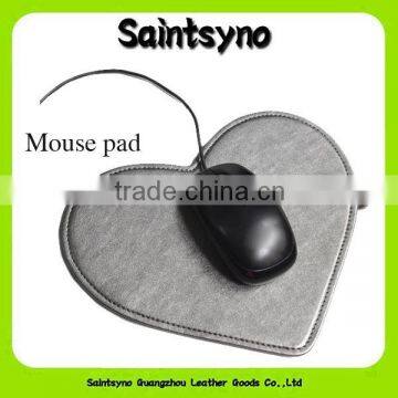 004 Best sale goods pu leather silver love shape mouse mat