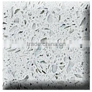 Artificial Engineered Stone Crystal White Sparkle Mirror Fleck Quartz Stone Slab, Artificial Quartz Stone Slab photo-3