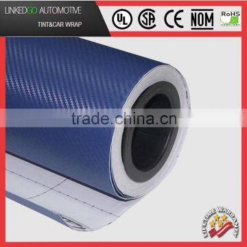 Car Wrap1.52*30m 3D Blue Sticker Vinyl self adhesive carbon fiber sheet Promotional Car Accessory