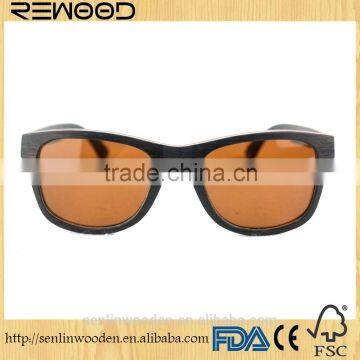 Most Fashion Handmade Wooden Bamboo Sunglases With Blue Lens For Men Wood Veneer Sunglasses With Acetate Temples Stock