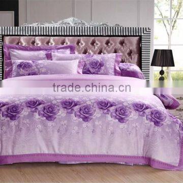 100% satin jacquard princess Bedding set 60s*60s purple luxury high quality duvet cover set
