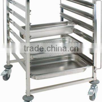 Stainless Steel Restaurant Serving Trolley With Wheel