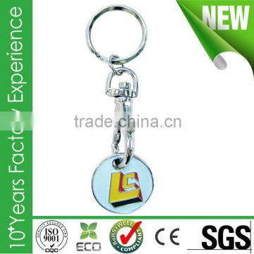 Promotional custom logo metal zinc alloy trolley coin keyring keychain