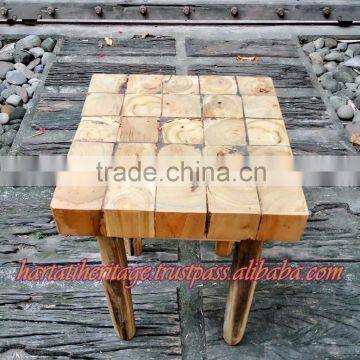 Unique Teak Wood Square Stool Chair Bar Furniture Home Decoration