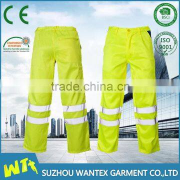 high quality polyester working trousers waterproof safety fluo yellow trousers cheap working uniform