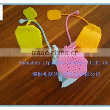 Wholesale bag shape silicone tea infuser, promotion gift bag shape silicone tea infuser, novelty bag shape silicone tea strainer