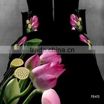 Vivid Lotus Flower Pure Cotton 3d Reactive Printed Bedding Set