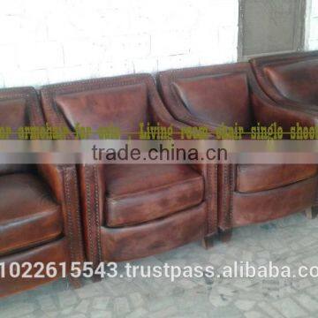 Club Leather armchair for sale , Living room chair single sheet leather sofa