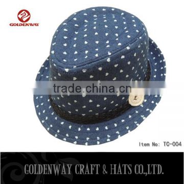 2015 new designs fashion cheap kids Denim fedora hat