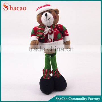 Christmas Home Decoration Plush Toy Long Legs Stuffed Bear With Led Buttons