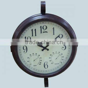 3 in 1 Outdoor Rotating Metal Double Sided Clock photo-4