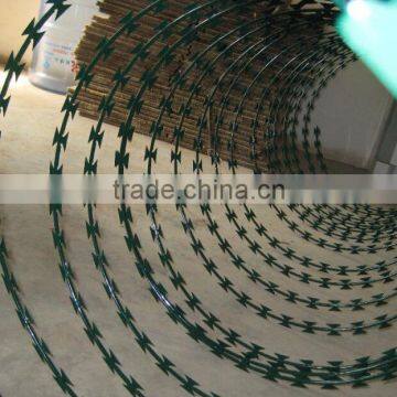 BTO-22 professional PVC coated coiled razor barbed security wire