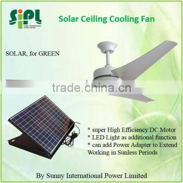 solar DC ceiling fan with LED light & power adapter can work day & night